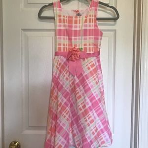 Emily West Sleeveless Pink Plaid Dress-Girls size 10
